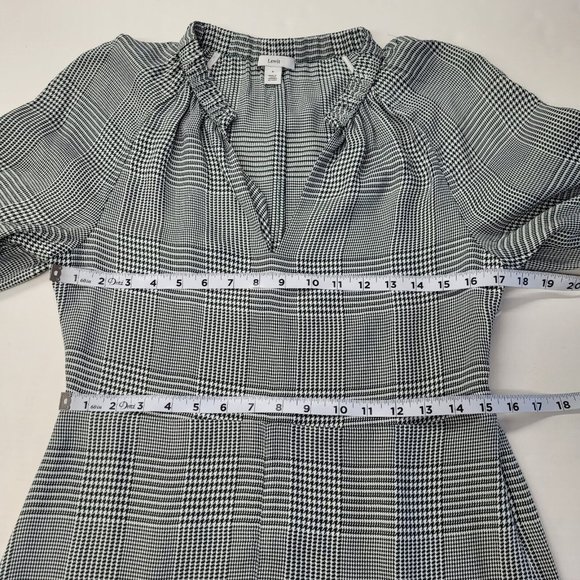 Lewit Posy Rosa Dress Womens 4 Green/White Houndstooth V-Neck Slit Front - Picture 10 of 14